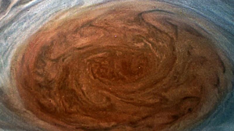 The Great Red Spot on Jupiter, taken by the Juno Spacecraft on its flyby over the storm on July 11, 2017 (photo:AFP)