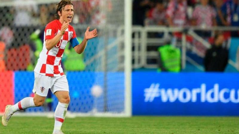 Croatia midfielder Luka Modric celebrates scoring on a penalty kick during Saturdays match against Nigeria. (Photo: AFP)