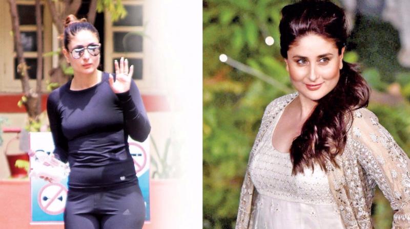 (right) Kareena Kapoor Khan walked the ramp for Anita Dongre months after her delivery; (left) her hitting the gym.