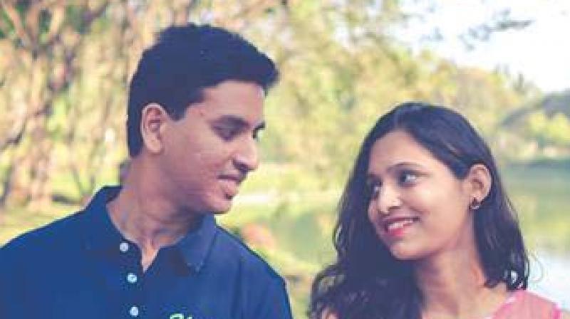 A picture of Bengaluru-based couple Karthik and Chaitra