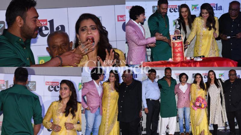 Dual celebration for Kajol, Ajay as they come together with Helicopter Eela team