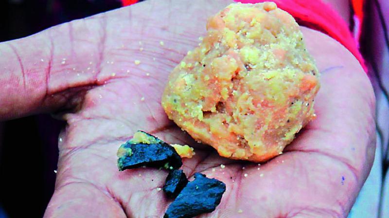 After nut, bolt, key chain, and panparag covers, it is the turn of coal pieces to find their way into most-sought-after Tirupati laddu.
