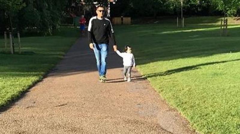 MS Dhoni, daughter Ziva go out for a walk, Sakshi Dhoni posts a photo on Instagram