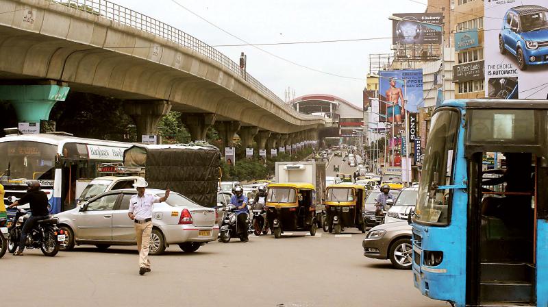 Bustling MG Road in Bengaluru on Monday. (Photo: DC)