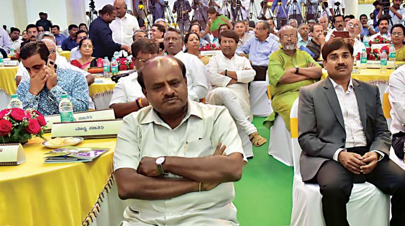 Chief Minister H.D. Kumaraswamy at an interaction with intellectuals in Bengaluru on Monday. (Image: KPN)