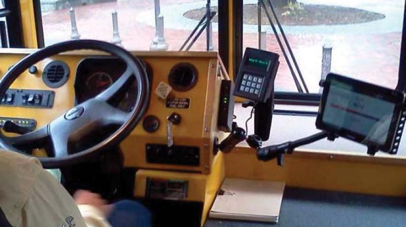 A bus with a GPS system.