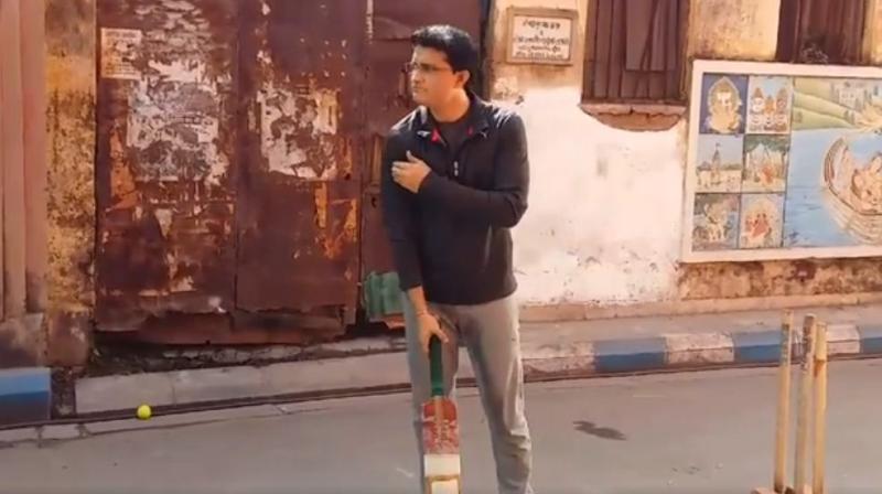 Sourav Ganguly rolled back the years, when he took-up the ever so familiar stance, not at the Eden Gardens, but in one of the many little by-lanes of North Kolkata. (Photo: Facebook/ Screengrab)