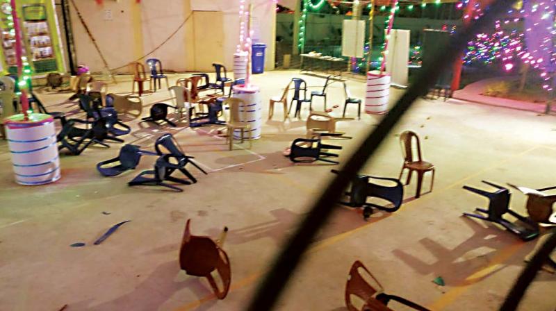 The venue ransacked by the mobs