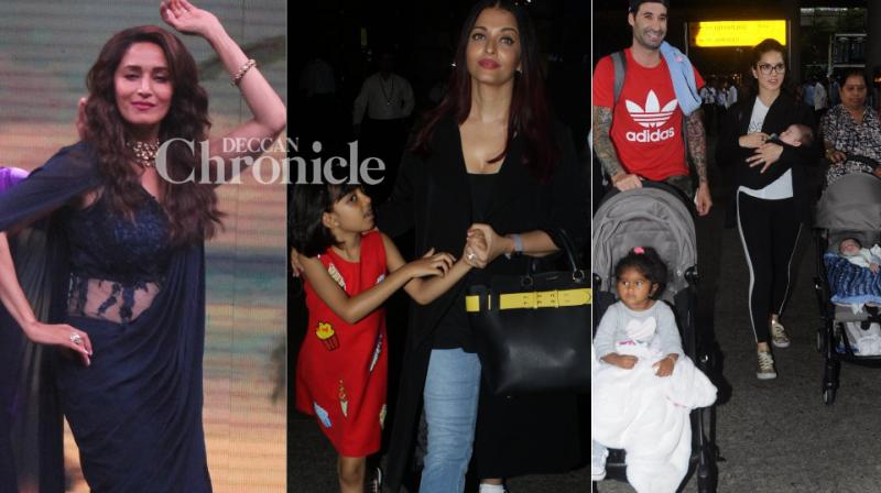 Aishwarya returns from Cannes, Sunny snapped with twins, Madhuri dazzles