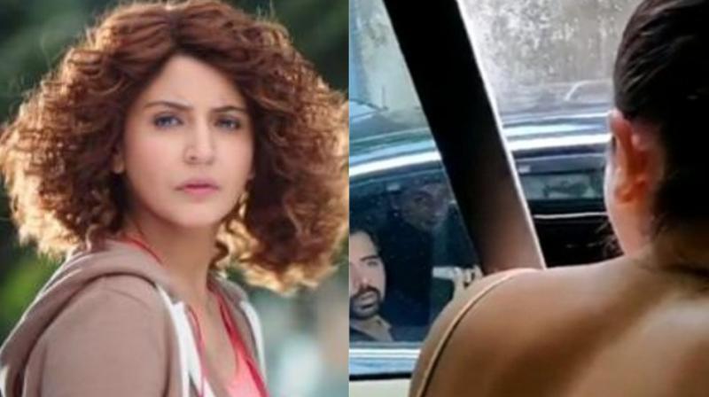 Screengrab of Anushka Sharma in Sanju trailer and her video of pulling up man for littering.