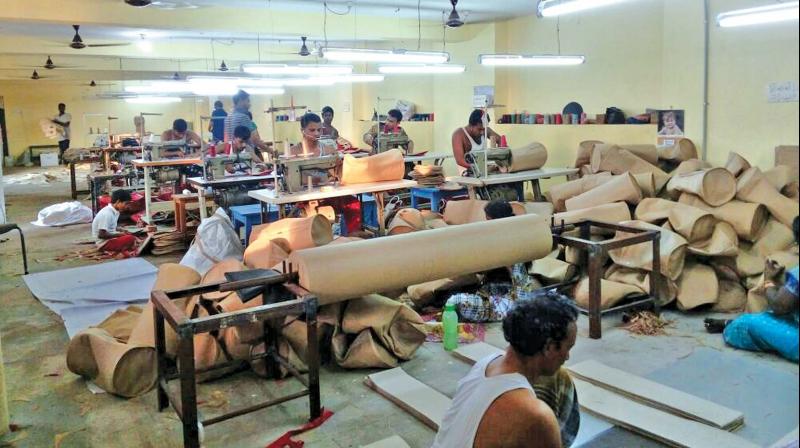 Tailors making products out of natural fibres in the Tondiarpet unit.