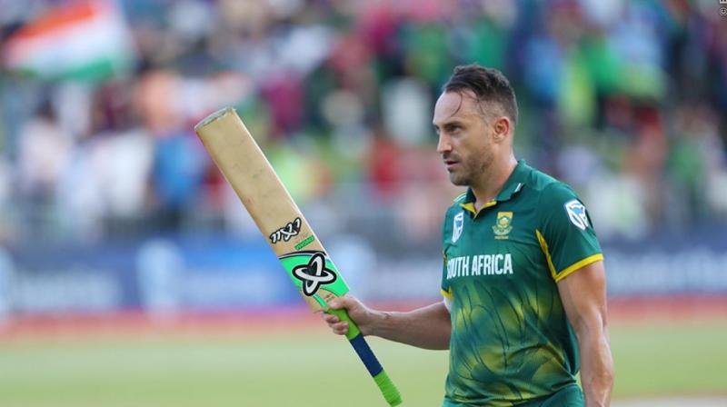 Faf Du Plessis scored a classy 120 on Thursday, his ninth ODI hundred, but did not get support from the other end as Indian wrist spinners Kuldeep Yadav and Yuzvendra Chahal strangled South African batsmen in the middle overs.(Photo: BCCI)