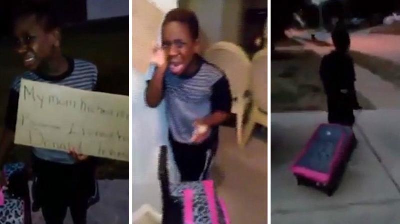The child was screaming in horror as his mother showed him the way out and even packed his suitcase with all his belongings. (Photo: YouTube)