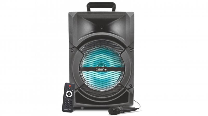 The party speaker is equipped with digital lights.
