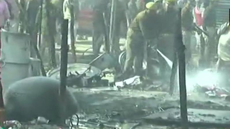 According to police officials, the fire has been doused and the area is being cleared now. (Photo: Twitter | ANI)