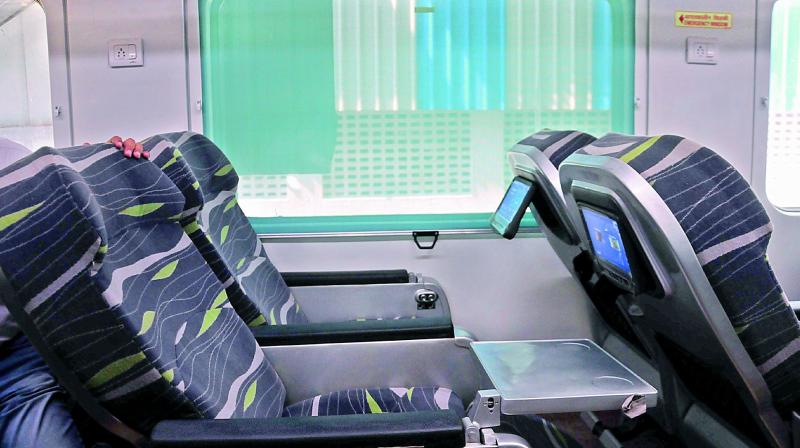 The interior of the new Anubhuti Express train.