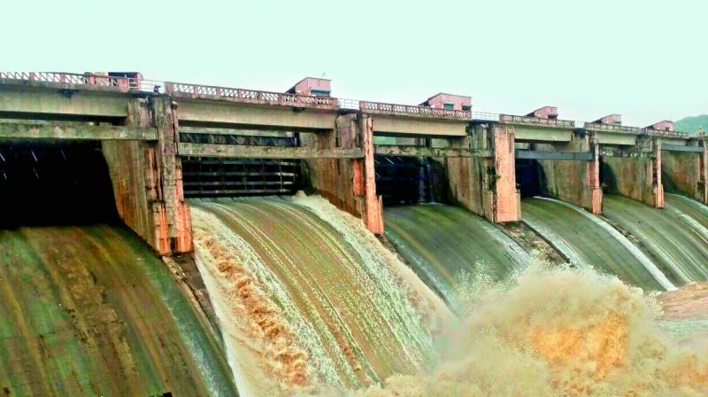 Godavari flowing at Annaram barrage discharging 4,230 cusecs.