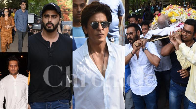 Veeru Devgan funeral: Big B, SRK, Riteish and others pay homage Veeru Devgan funeral: Big B, SRK, Riteish and others pay homage