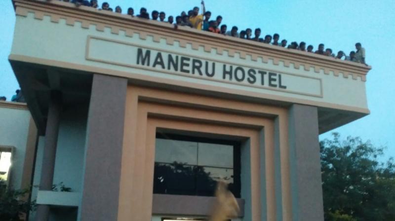 The student was found hanging to the ceiling of a bathroom in Maneur Hostel on Sunday evening resulting in protest. (Photo: DC)