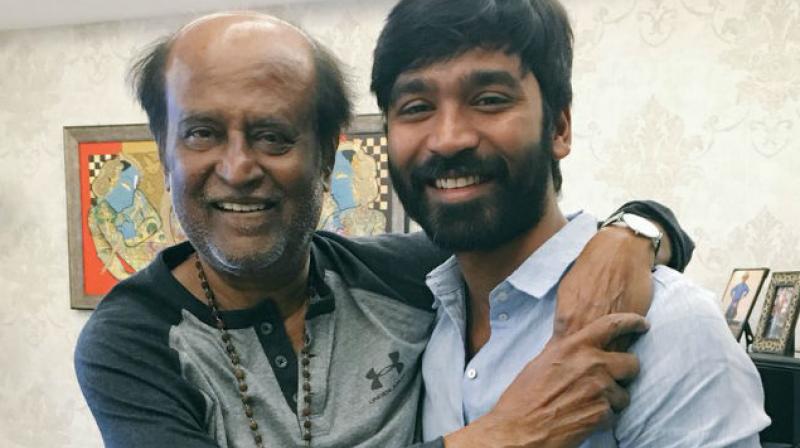 Actor-producer Dhanush with superstar father-in-law Rajinikanth.