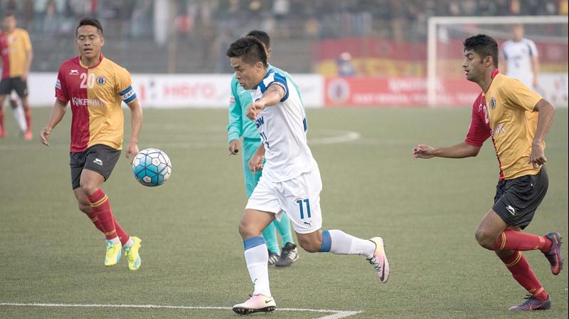 Bengaluru FC skipper Sunil Chhetri in action against East Bengal at the Barasat Stadium on Sunday (Photo: DC)