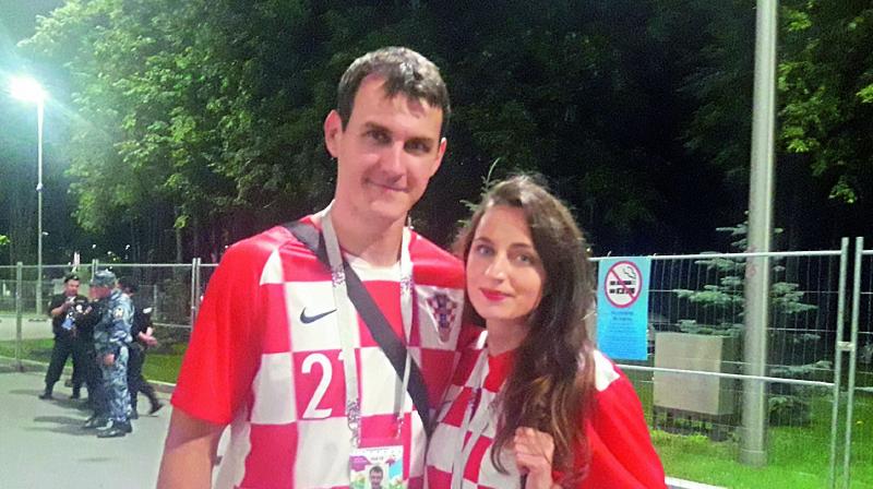 Hrvoje, younger brother of Croatian defender Domagoj Vida, and his girlfriend Andrea.