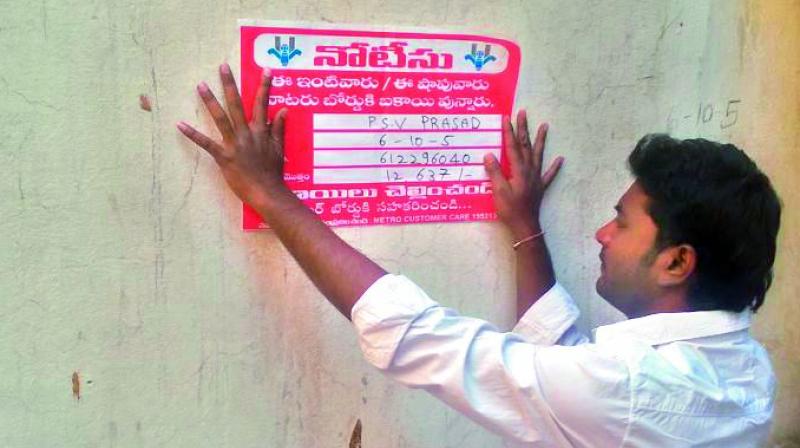 On Wednesday, these red corner notices were pasted on households falling under the Darushafa, Yousufguda, Tolichowki, Ramanthpur, Uppal, KPHB housing board and Habisguda.