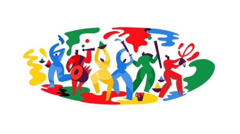 Google marks Holi with colourful doodle. (Photo: Google)