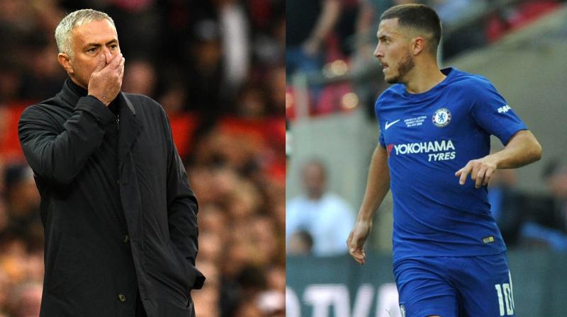 Ahead of his return to Stamford Bridge on Saturday, the Manchester United manager Jose Mourinho pointed to the precedents for Chelsea being crowned champions in seasons when Eden Hazard is at his best. (Photo: AFP / AP)