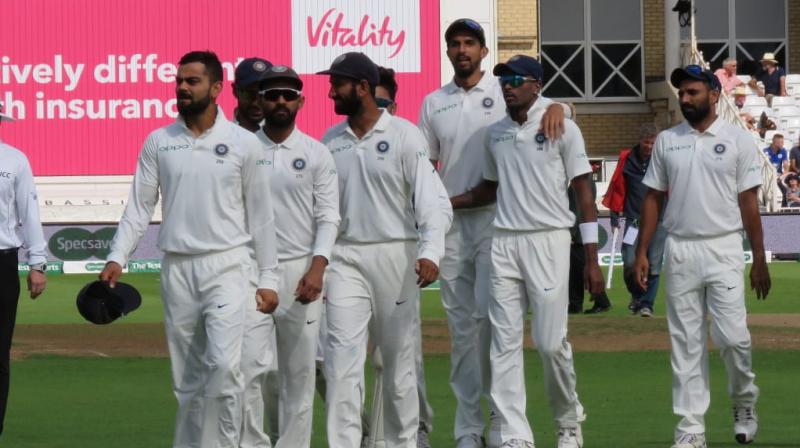 We as a team want to dedicate this win to the flood victims in Kerala.This is our bit we can do as the Indian cricket team. A tough time there, said Virat Kohli. (Photo: Twitter / BCCI)