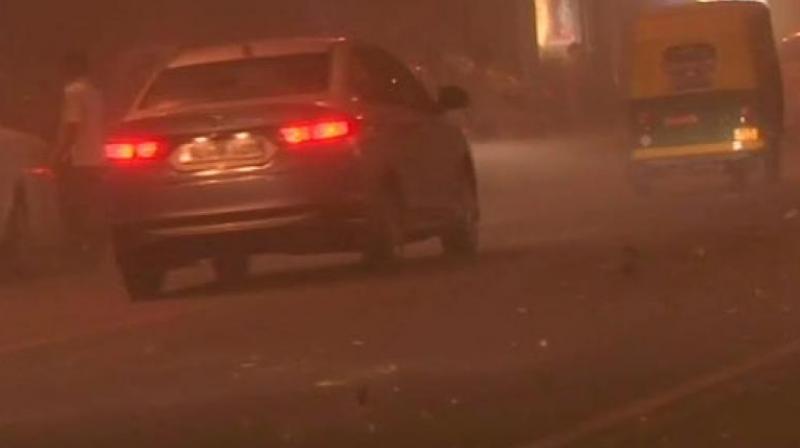 Dust storm brought the maximum temperature down from 42 degrees Celsius at 8:30 pm to 35 degree Celsius at 9 pm. (Photo: ANI | Twitter)