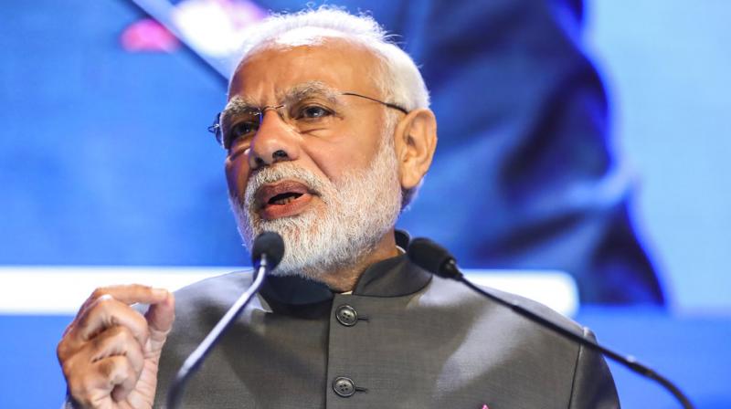 Prime Minister Narendra Modi delivers a keynote address at the opening dinner of the 17th IISS Shangri-la Dialogue, an annual defense and security forum in Asia, held in Singapore. (Photo: AP)
