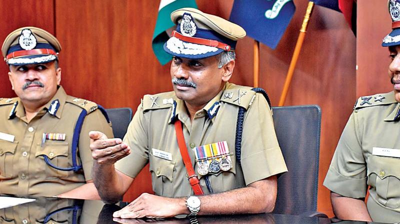 The new Chennai police  commissioner A.K. Viswanathan  interacts with mediapersons on Monday.(Photo: DC)