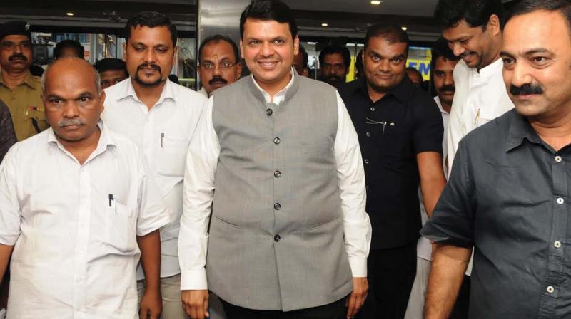 Maharashtra chief minister Devendra Fadnavis arrives at the interactive session with youth entrepreneurs in Kochi on Saturday. (Photo: ARUN CHANDRABOSE)