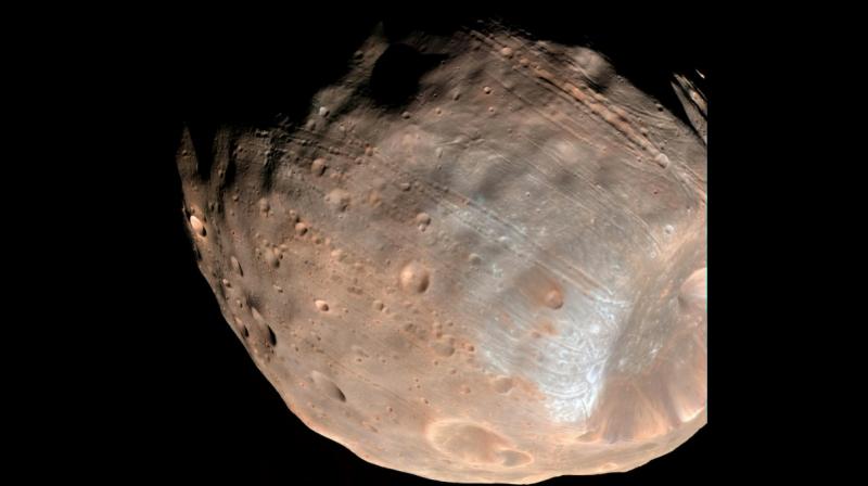 Phobos, the largest and closest of two moons circling the Red Plane (Photo: AFP)