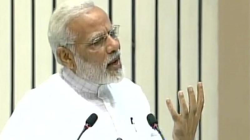 The Prime Minister referred to Vivekanandas address on 09/11 and also referred to the terror attack on the US on September 11, 2001. (Photo: Twitter | ANI)