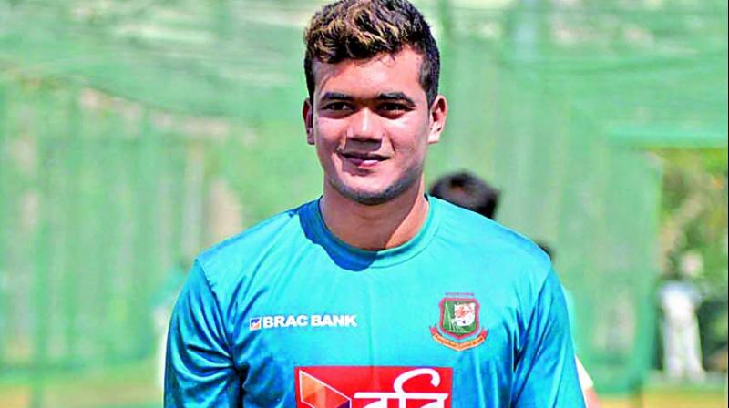 Taskin Ahmed  during a training  session in Hyderabad. (Photo: S. Surender Reddy)