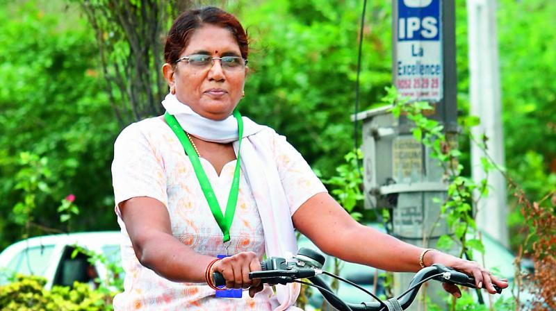 A senior citizen cycles at the event  organised by Physical Literacy Days