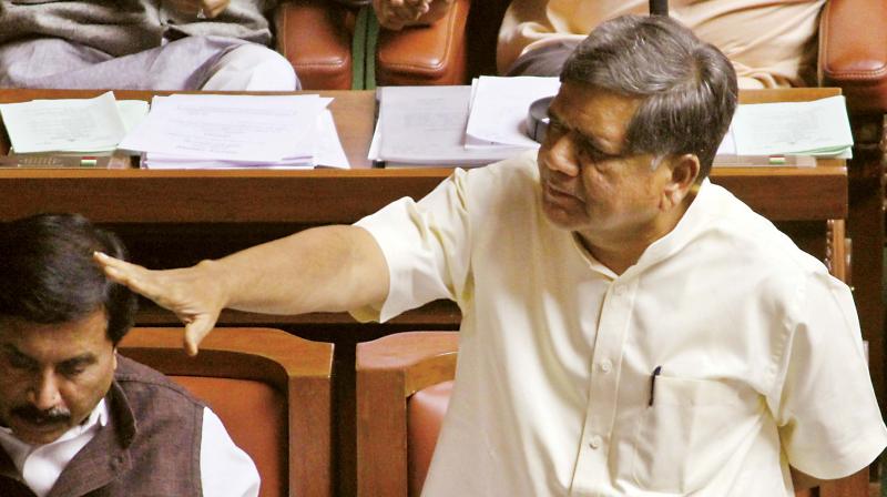 Opposition leader Jagadish Shettar speaks in the Assembly on Wednesday