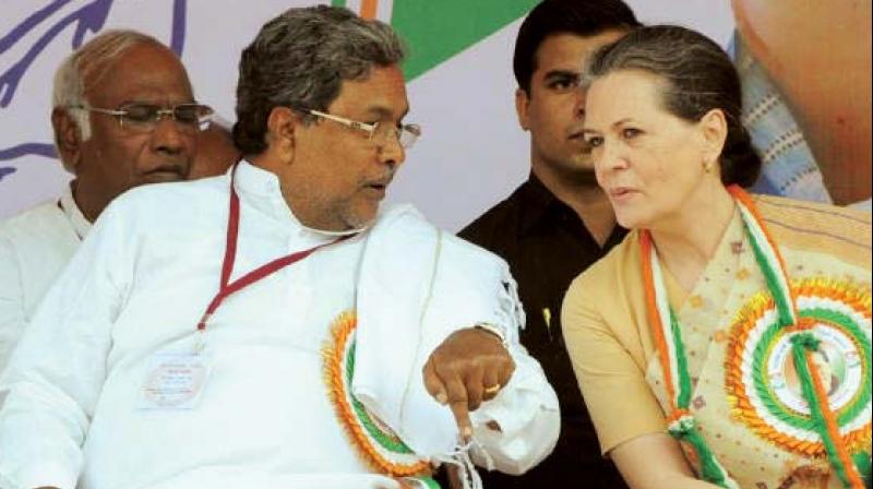 Congress president Sonia Gandhi with Chief Minister Siddaramaiah in a file photo