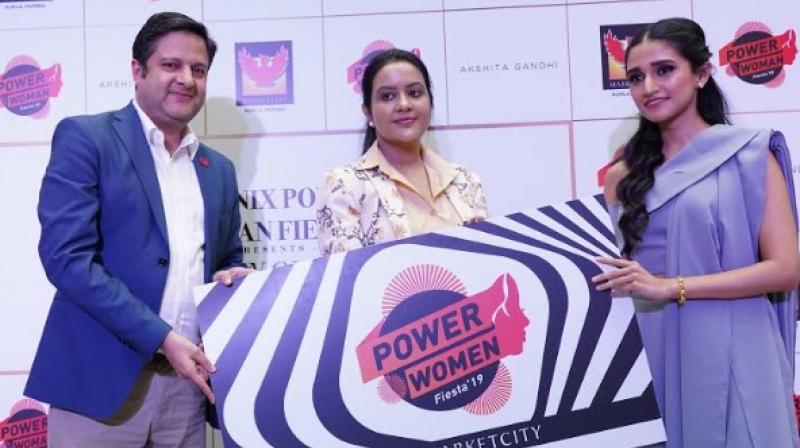 Amit Kumar from Phoenix Marketcity, Amruta Fadnavis and Akshita Gandhi for the Inauguration of Power Women Fiesta at Phoenix Marketcity, Kurla, Mumbai
