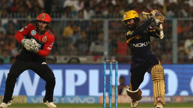 Dinesh Karthikremained unbeaten on 35 as KKR beat RCB by four wickets. (Photo: BCCI)