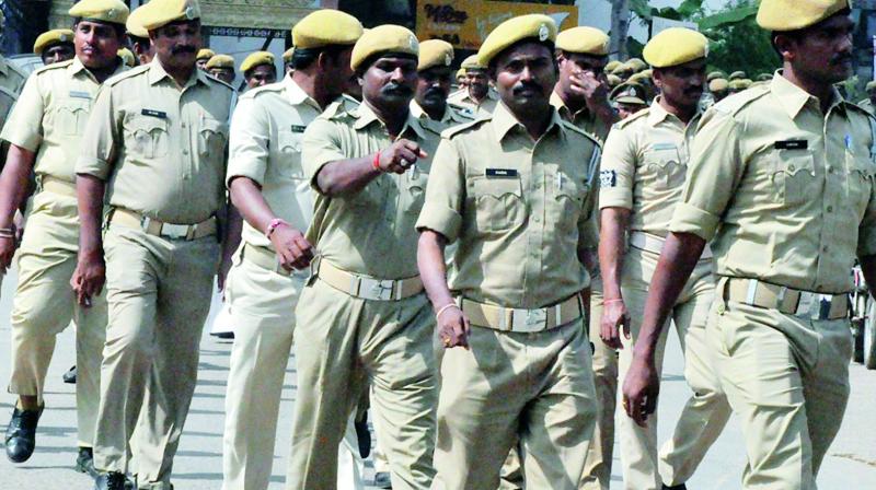 Home guards take part in a programme in Nellore city on Thursday to mark the foundation day celebrations. (Photo: DECCAN CHRONICLE)