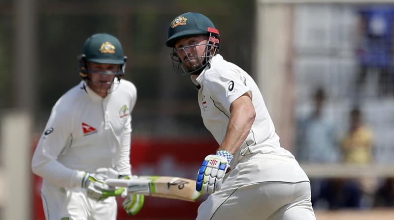 Australia, who began their second innings 152 runs adrift of the hosts, were in deep trouble after being reduced to 63-4 in Ranchi before Peter Handscomb (72 not out) and Shaun Marsh (53) put on 124 for the fifth wicket. (Photo: AP)