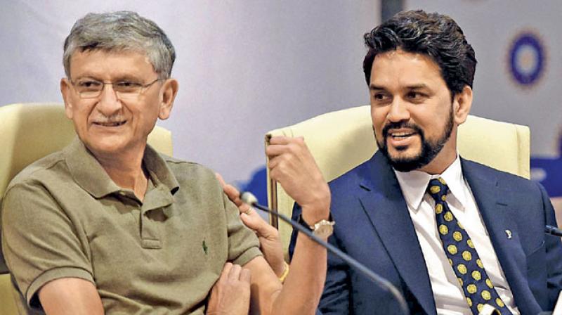 A file photo of BCCI secretary Ajay Shirke (left) and president Anurag Thakur. (Photo: AP)