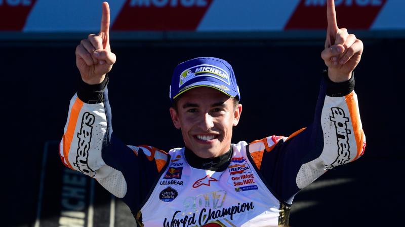 Holding a commanding 21-point lead in the championship from Andrea Dovizioso, Marquez was guaranteed the title with a top-11 finish or if Dovizioso failed to win the race. (Photo: AFP)