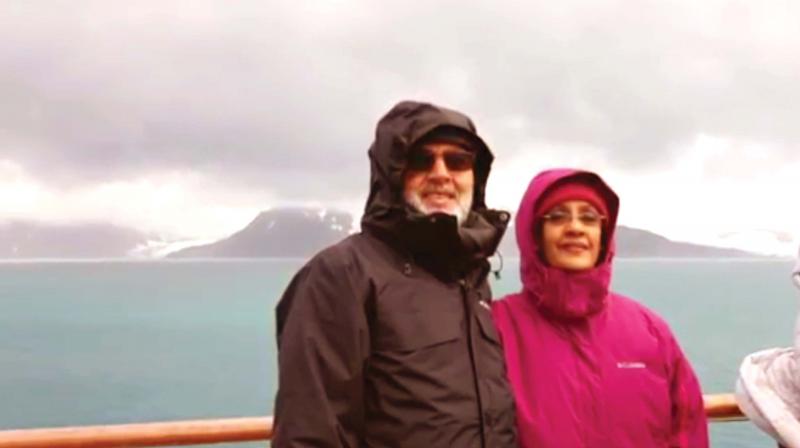 Kochouseph Chittilappilly with wife Sheela in Antarctica.