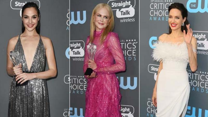 Gal Gadot, Nicole Kidman and Angelina Jolie at Critics Choice Awards (Photo: AFP).