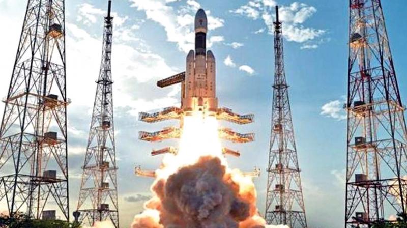 The 415-tonne GSLV rocket blasted off at 4.56 pm from the second launch pad of Satish Dhawan Space Centre in Sriharikota. The 415-tonne GSLV rocket blasted off at 4.56 pm from the second launch pad of Satish Dhawan Space Centre in Sriharikota.