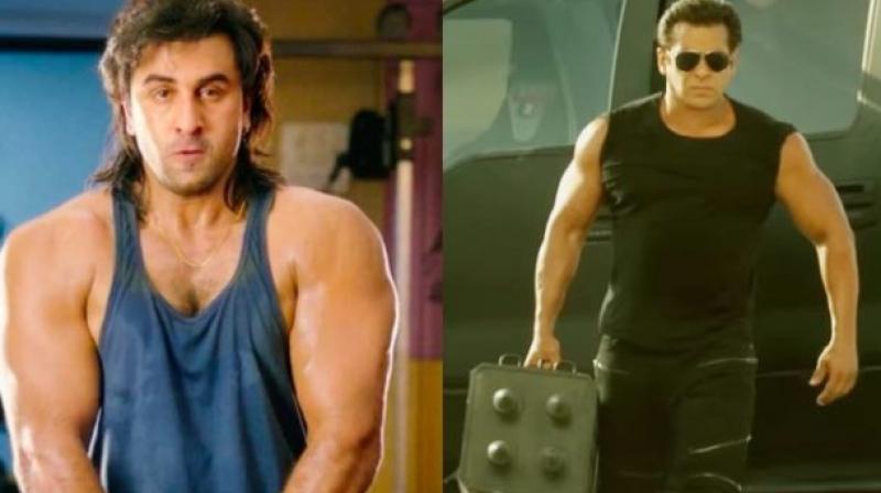 Stills from Sanju and Race 3.